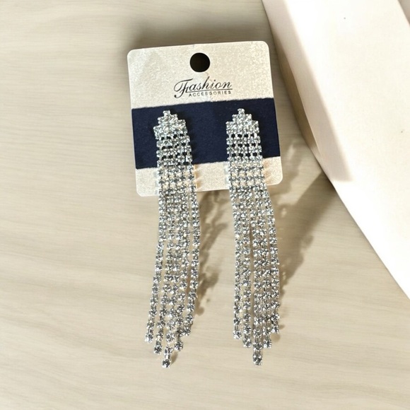 Fashion Accessories Rhinestone Fringe Dangle Earrings – NWT - Picture 3 of 5